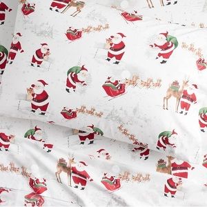 SOLD: Pottery Barn Kids Heritage Santa Organic Sheet Set, Crib / Toddler Size